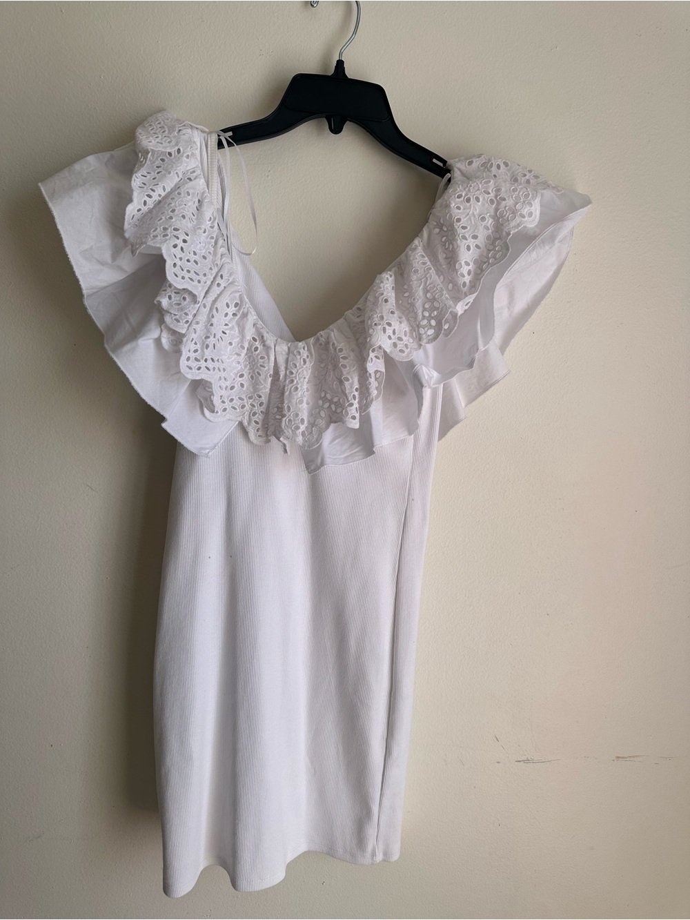 White Eyelet Ruffle  Dress